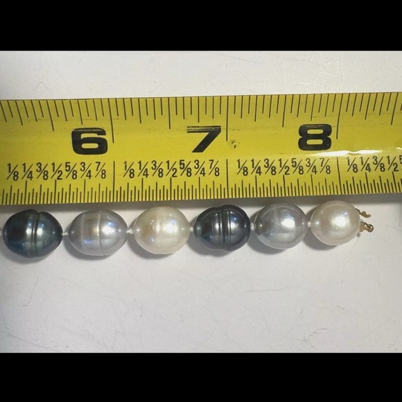 10-9mm South Sea & Tahitian Pearl Bracelet Multicolor 8” 14K Yellow Gold - Picture 7 of 14